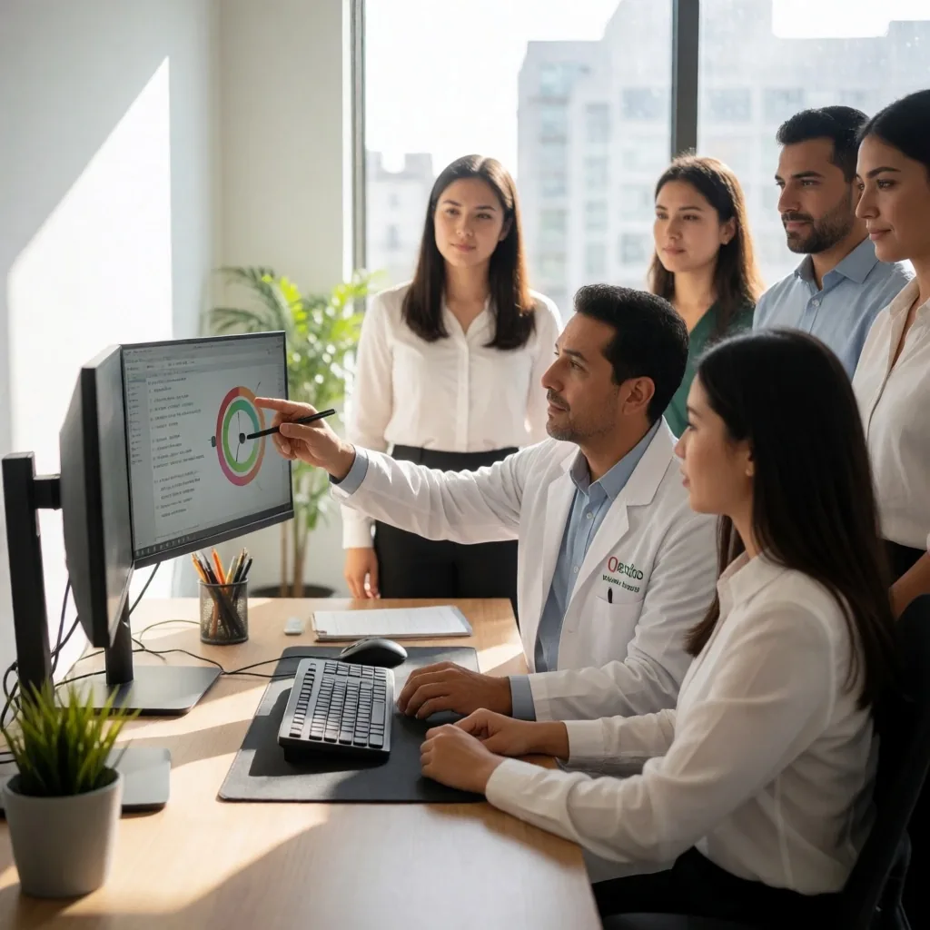 Participantes en una sesión de capacitación sobre posición del monitor