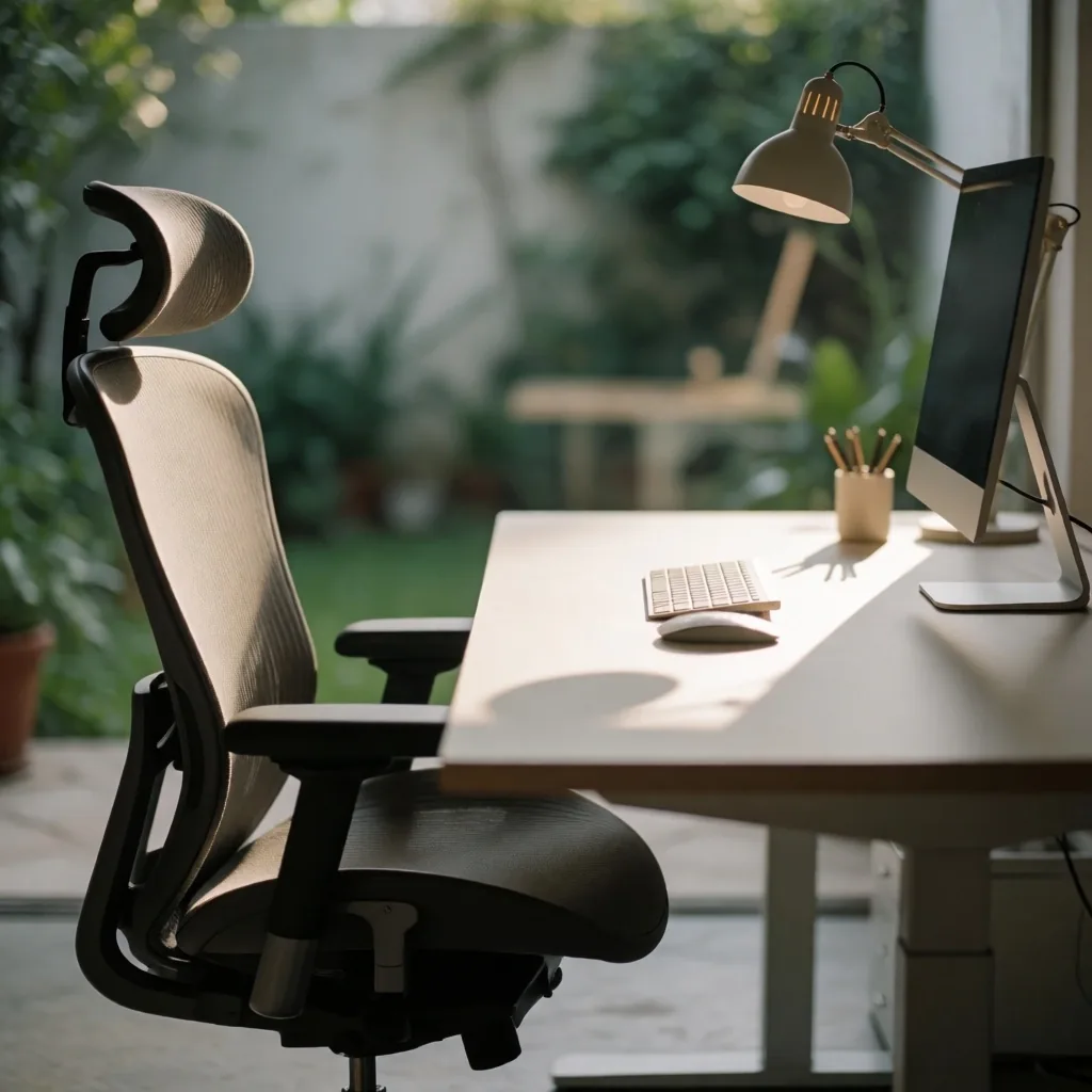 Espacio de trabajo ergonómico con luz natural