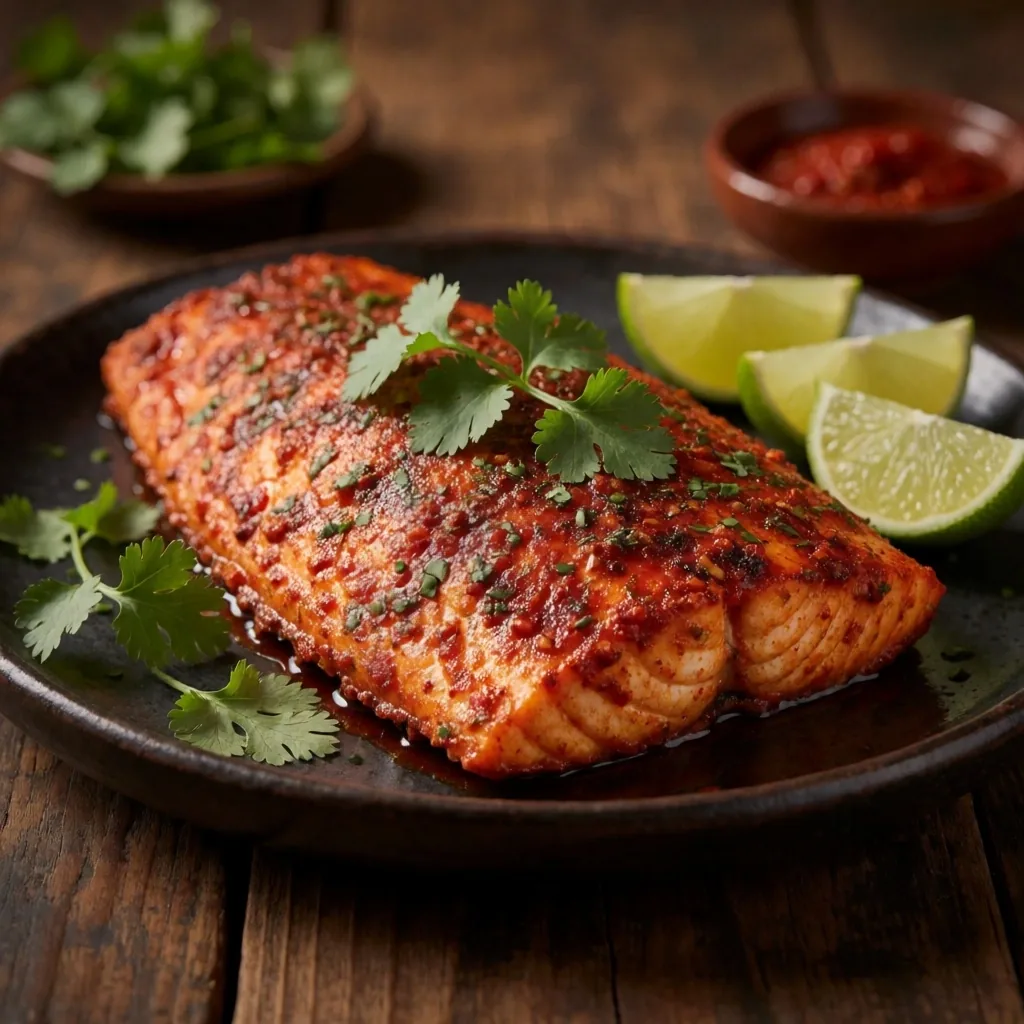 Platillo de pescado a la talla con hierbas frescas y limón