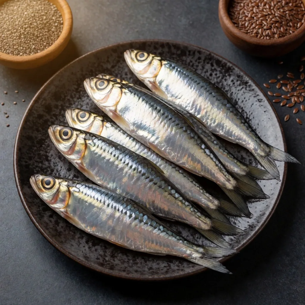 Sardinas frescas con semillas de chía y linaza