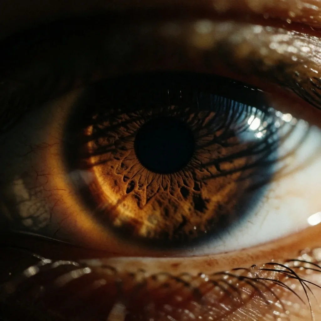 Iris humano en penumbra