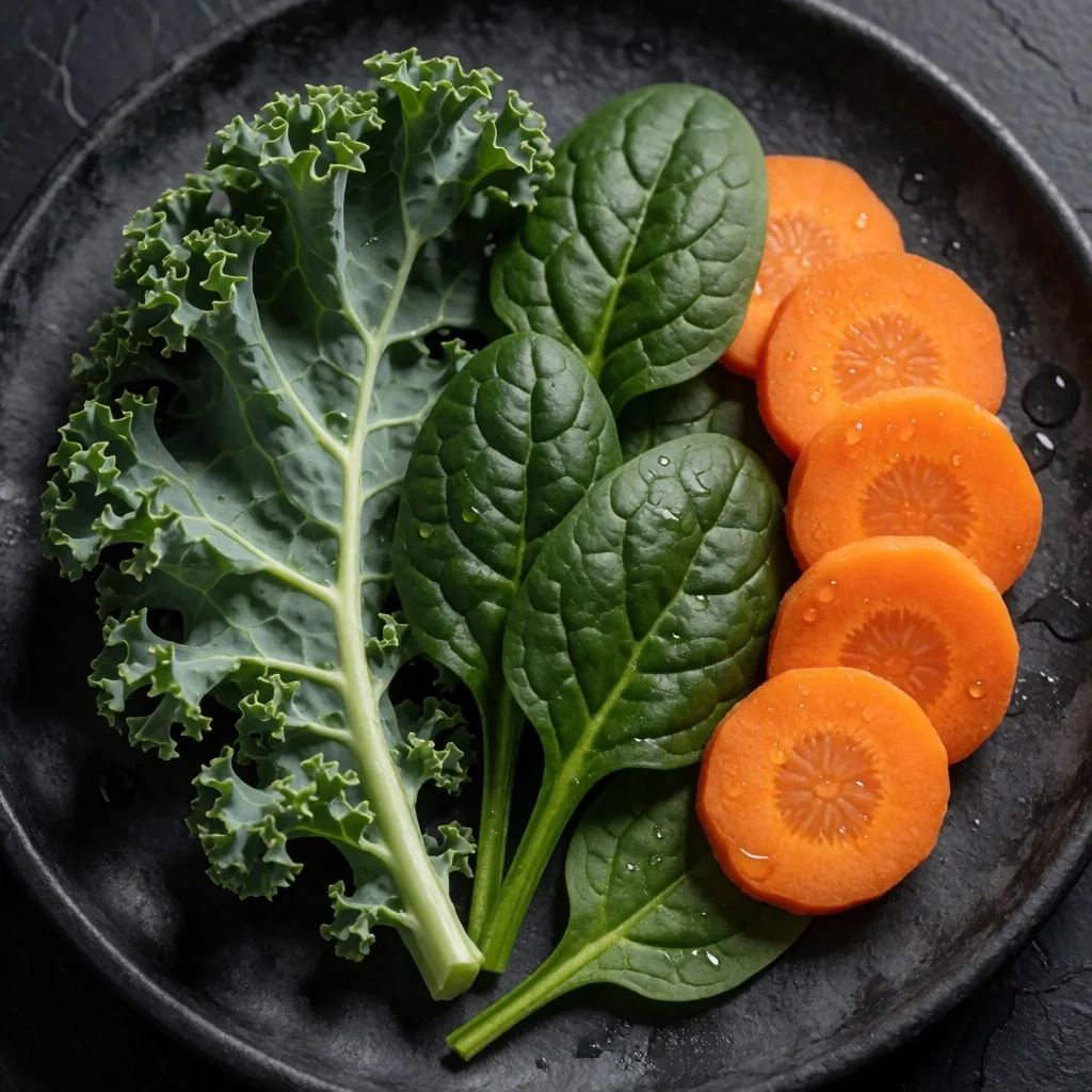 Alimentos ricos en nutrientes para la visión sobre superficie oscura