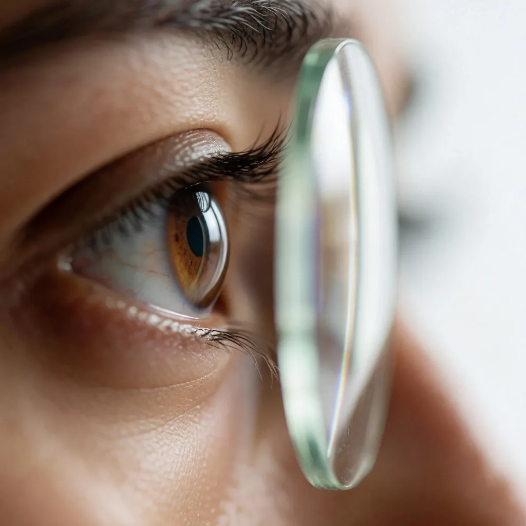Primer plano de un iris humano en iluminación de amanecer